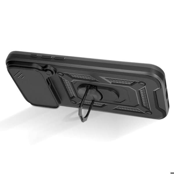 Cover til iPhone 17 Pro med roterende magnetring og kameralåg MAYAXESS sort Svart