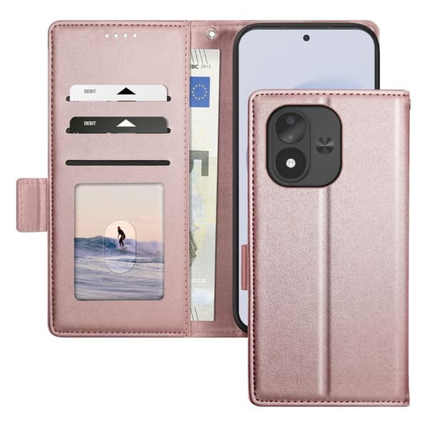 Redmi Note 17 Sarjan Älykäs Kirja -lompakko, jossa on tuki, Rose gold Roséguld