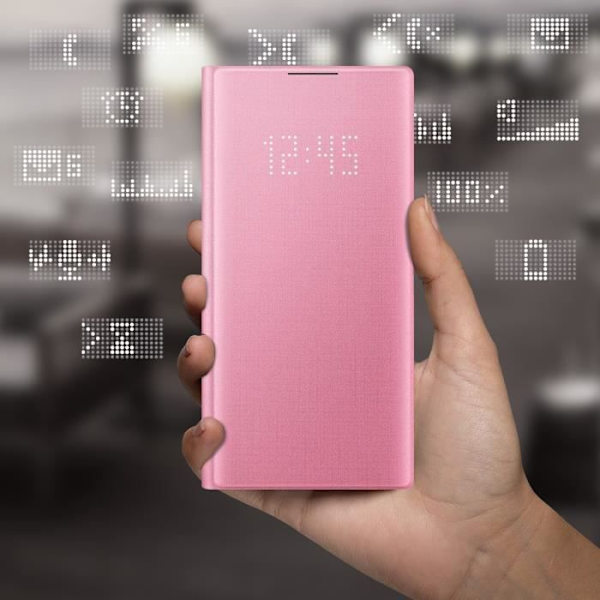 Huppu - Samsung - Galaxy Note 10 - Korttitasku - LED-näyttökansi - Vaaleanpunainen Rosa