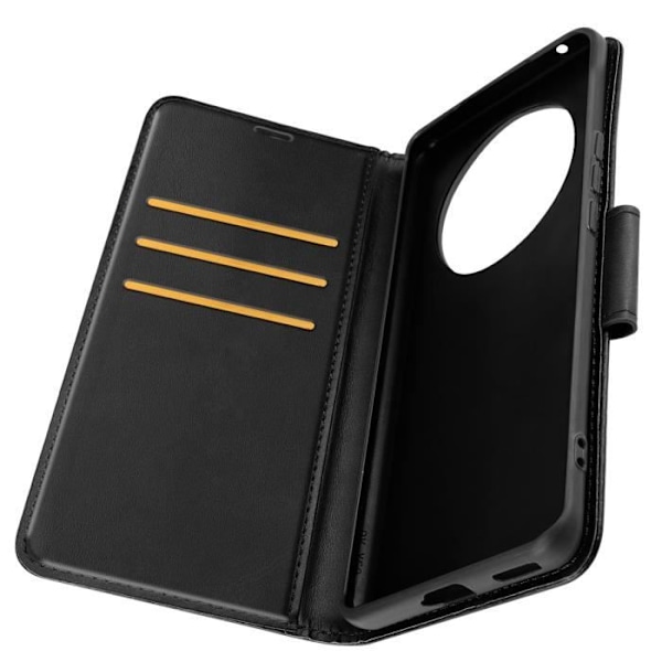 Etui til Honor Magic 6 Lite 5G Flip Wallet Support håndledsrem Sort