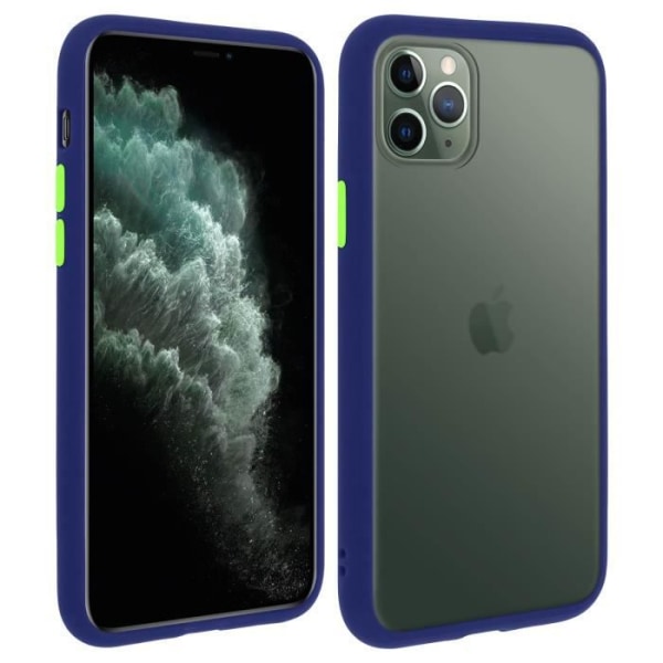 iPhone 11 Pro Case Gennemsigtig Ryg Mat Farvet Contour Rigid Stødsikker Sort Blå