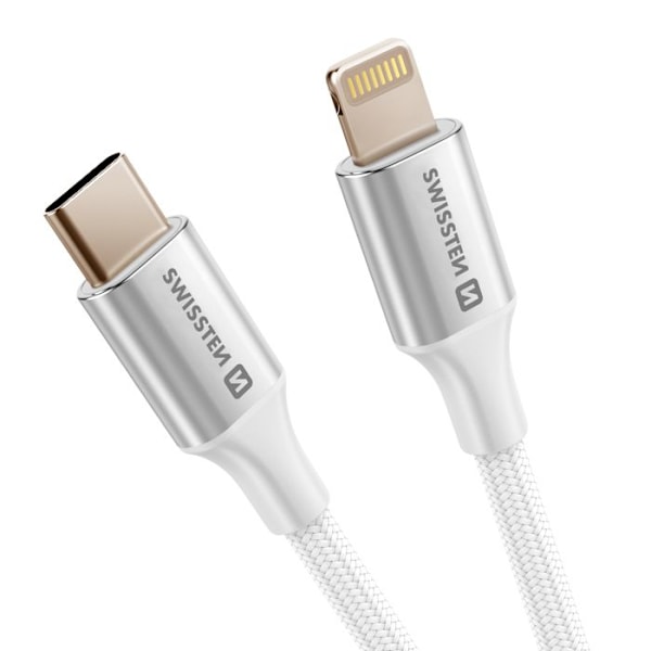 USB-C til Lightning Kabel Design Flettet Anti-knude Swissten Hvid Vit
