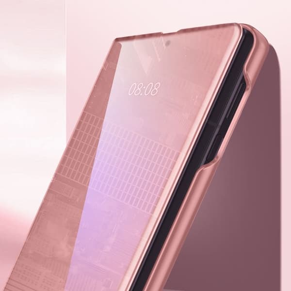 Flip Cover Spejl til Galaxy Z Fold8 Læderlook med Håndfri Støtte Roséguld Roséguld