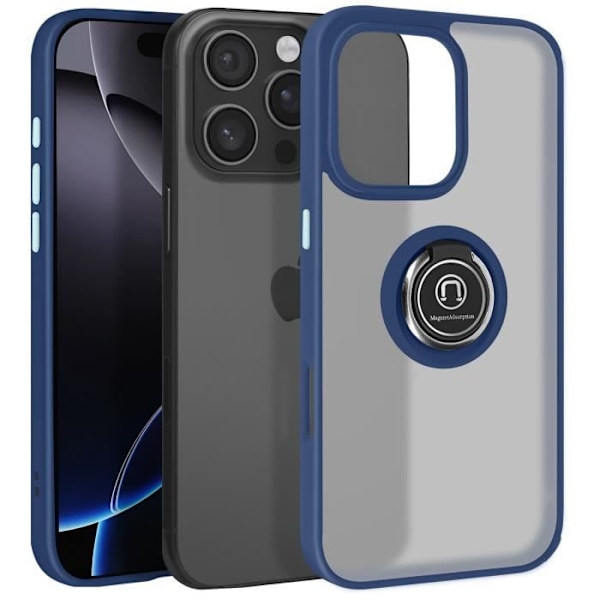 iPhone 16 Pro Kuori Metalli Rengas Video Tuki Sininen Yö Blå
