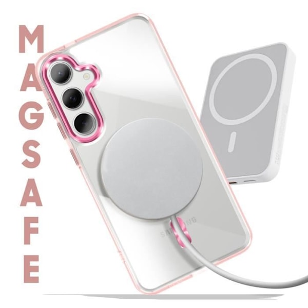 MagSafe-kuori Samsung Galaxy S24:lle ja S25:lle, vaaleanpunainen kristalliselkä Rosa