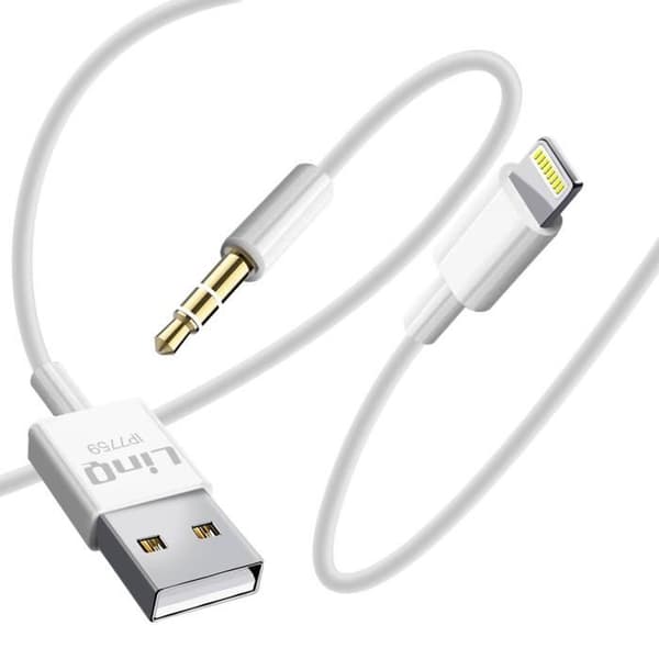 2-i-1 kabel - LINQ - iPhone/iPad - Snabbladdning 3A - Längd 1,2m - Vit Vit