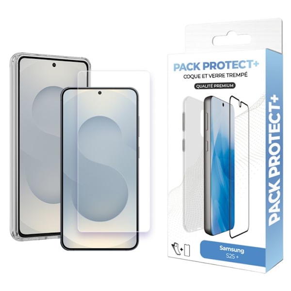 Skyddspaket för Galaxy S25 Plus Fodral i Flexibelt TPU och Härdat Glas 7H Moxie Transparent Vit