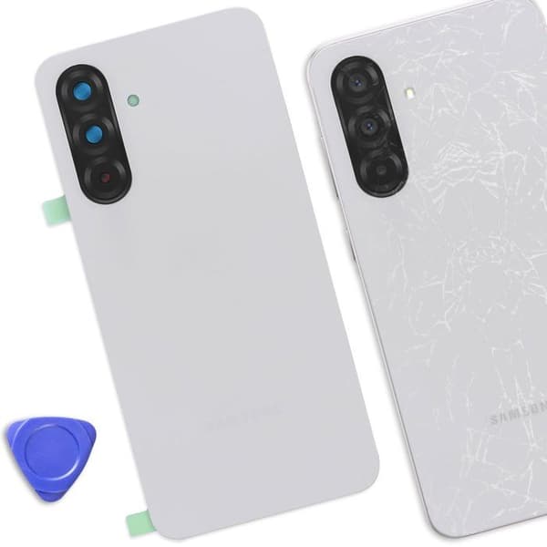 Cachebatteri med linser kompatibel med Samsung Galaxy A36 hållbart skydd vit