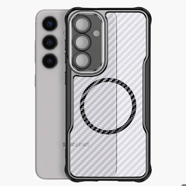 Coque för Samsung Galaxy S24 FE MagSafe Kolfiberstötabsorberande Förstärkt Svart Svart