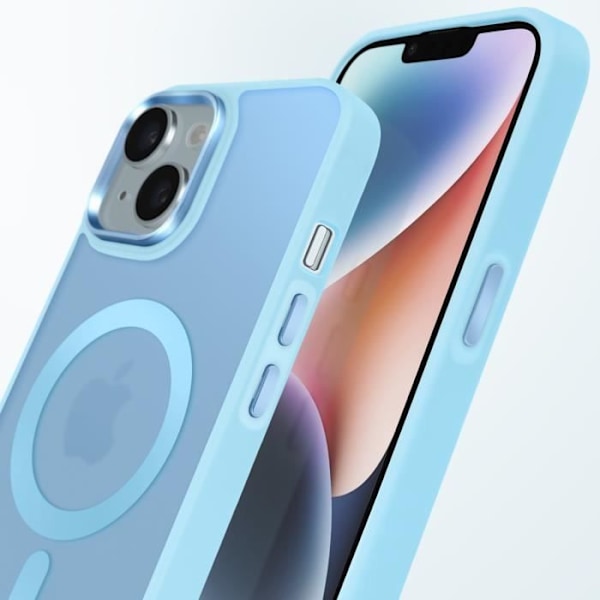 MagSafe-skal för iPhone 14 Matt Frostad Bakgrund Ljusblå Kant Blå