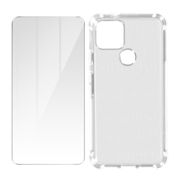 Etui og beskyttelsesfilm - AVIZAR - Google Pixel 5 - Blød silikone - Hærdet glas - 360° beskyttelse Vit