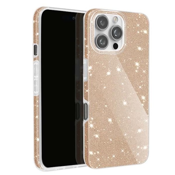 Glitter Case iPhone 16 Prolle - AVIZAR - Silikoni ja polykarbonaatti - Keltainen - Kiiltävä - Sekalainen Gul