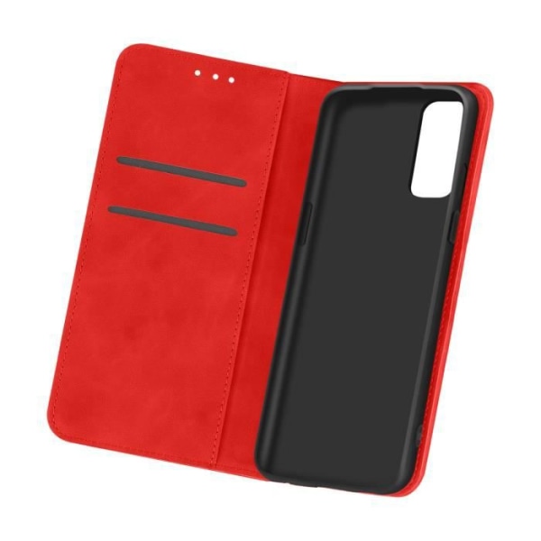 Housse OnePlus 9 - AVIZAR - Folio Vintage Porte-kort - Rød - Slidt effekt - Video støtte Röd