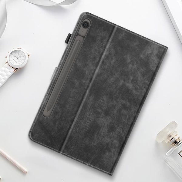 Kotelo Samsung Galaxy Tab S9:lle ja Tab S9 FE -korttitelineen videotuelle, musta Svart
