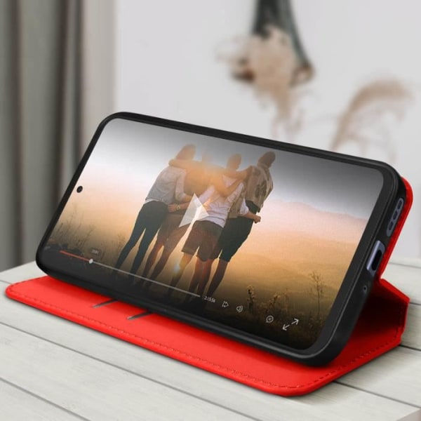 AVIZAR Cover til Xiaomi Redmi Note 12 Pro Plus 5G - Rød - Flip Card Holder Video Support Röd