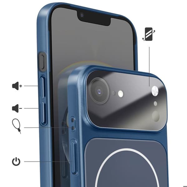 iPhone 17e Cover Kompatibel med MagSafe Mat Glas Effekt med Kamera Beskyttelse Blå Blå