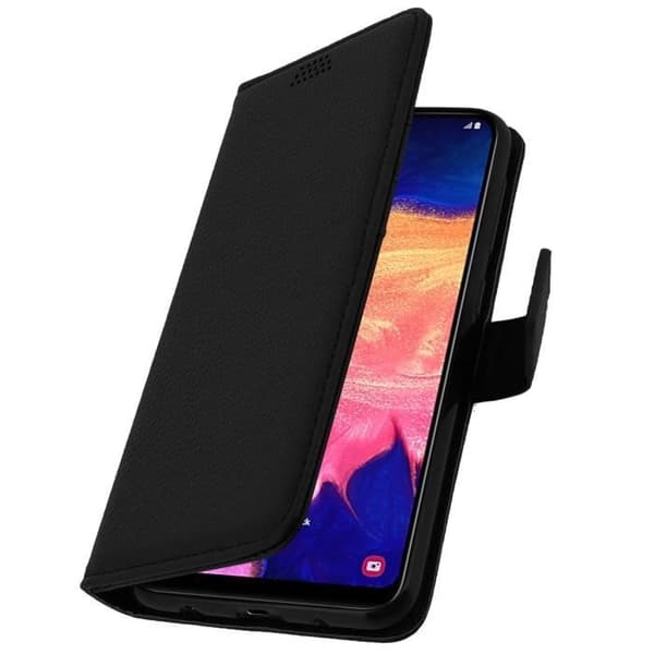 Smartphonefodral - AVIZAR - Samsung Galaxy A10 - Ekologiskt läder - Svart - Stödfunction Svart