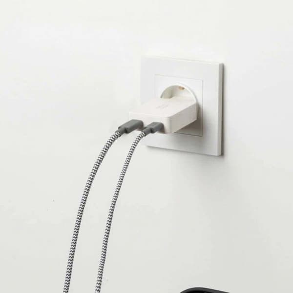 Dubbel USB-C-laddare 65W Power Delivery Snabbladdning Native Union Vit Vit