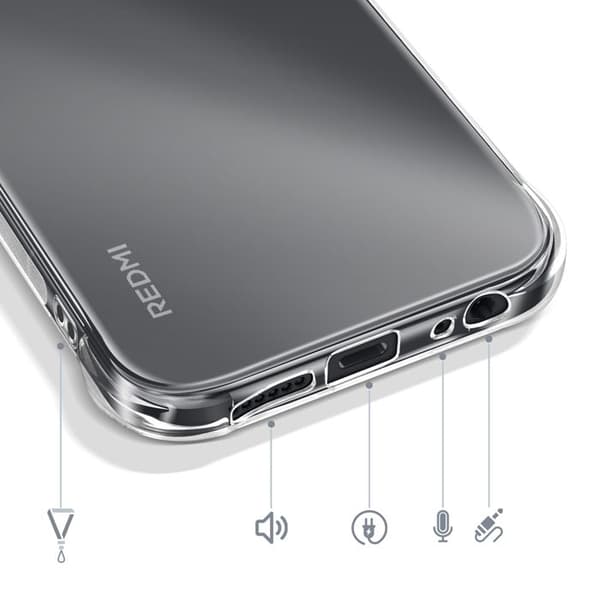 Siliconfodral för Redmi A7 Pro med Förstärkta Hörn Transparent Vit