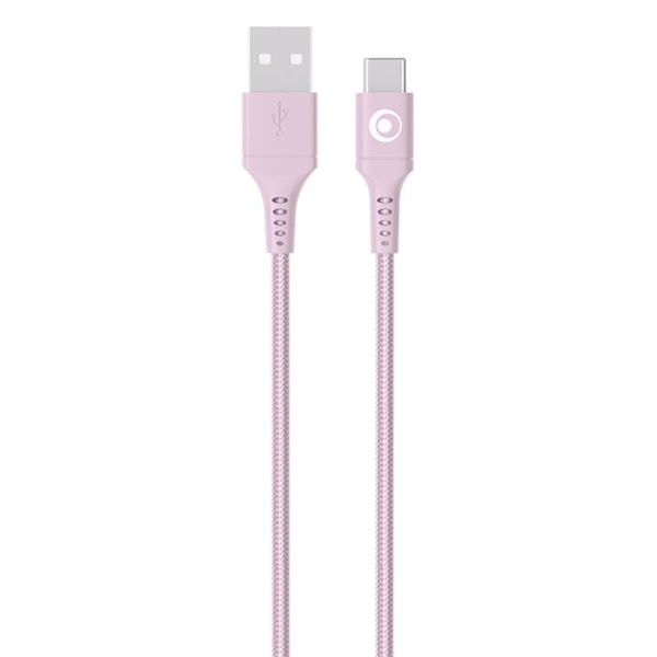 USB-A til USB-C FastCharge 15W 3A i vævet nylon 1.2m BigBen Connected Rosa Rosa
