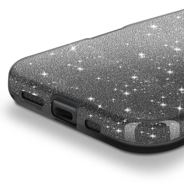 IPhone 16 Pro:n musta kimalteleva iskunkestävä kuori Svart