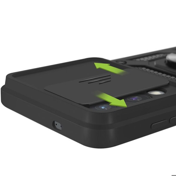 Coque til Samsung S25 Edge Ring Support med Kamera Beskyttelse Mayaxess Sort Svart