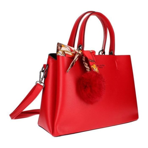 Handväska med Pompom och Scarf - Gallantry Paris - Röd