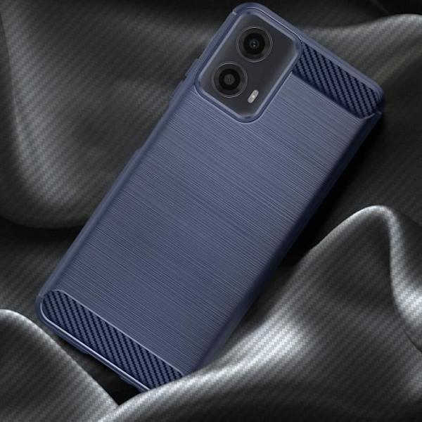 Taske til Motorola Moto G34 5G Flexible Carbon og børstet effekt blå