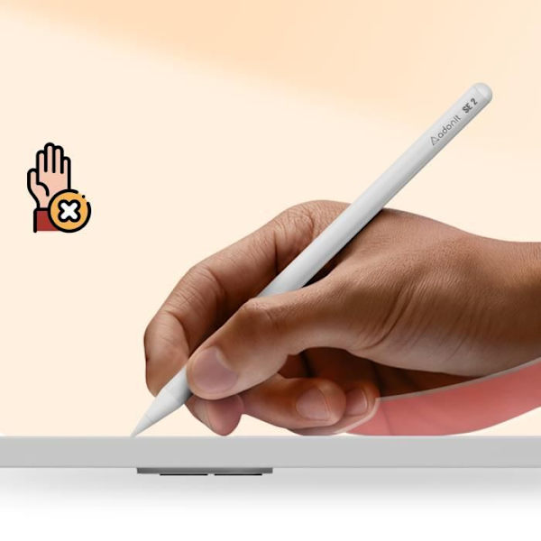 Magnetic Stylus för iPad - ADONIT - SE 2 - Palm Rejection Technology - 10H batteritid - Vit Vit