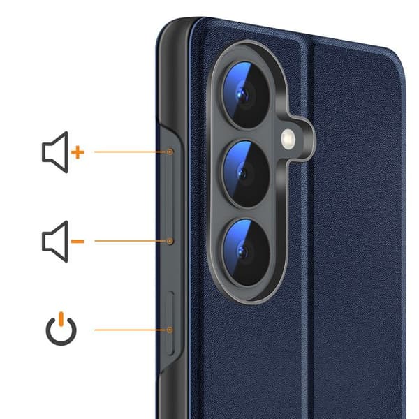 Fodral med lock för Galaxy S26 Plus, tvåmaterialdesign med ställfunktion, nattblå Blå