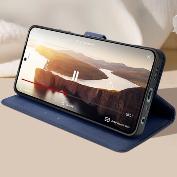 Fodral för Oppo A79 Handledsrem Flip Wallet Stand Midnight Blue Blå