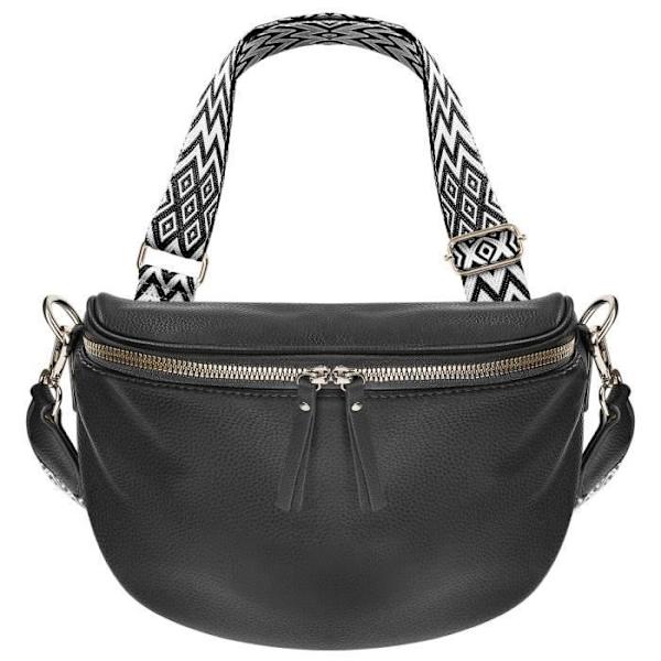 Geometrisk mønster Crossbody bæltetaske - Galantry - Sort Svart