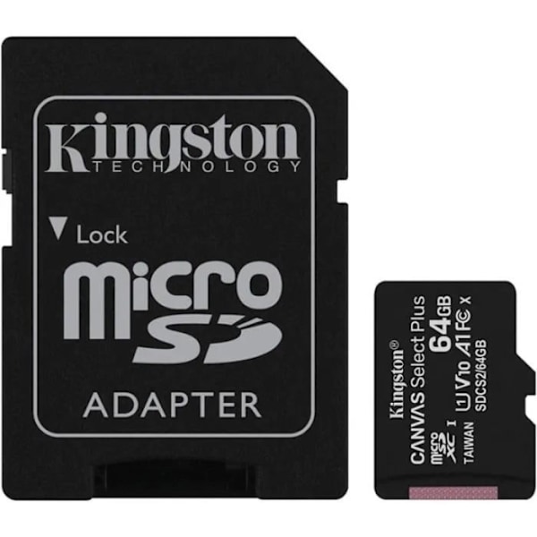 Kingston Canvas Select Plus microSD-muistikortti – 64 Gt – SD-sovittimella