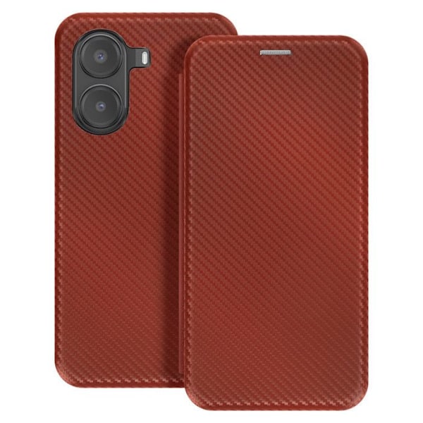 Kolfodral för Xiaomi Poco X7 Pro med kortfack och videostöd, mörkbrun kastanj