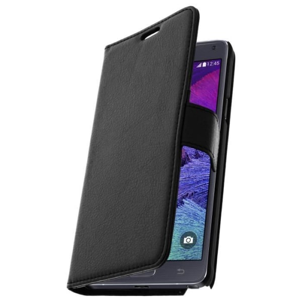 Cover Etui Folio Pung - Avizar - Galaxy Note 4 - Eco-læder - Sort - Støttefunktion Svart