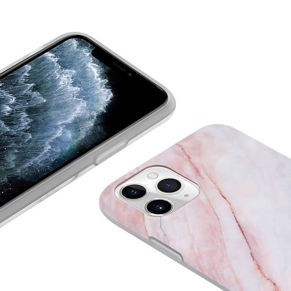Telefoncase - Crong - Marmor - iPhone 11 Pro - Rosa - Fleksibel - Marmorimitation Rosa