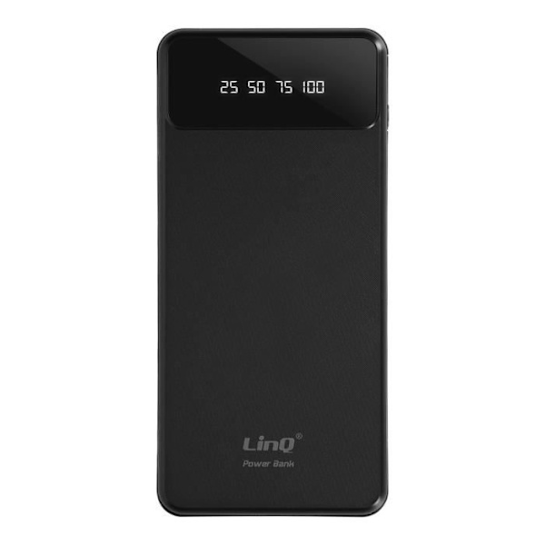 Batteri Sök - LINQ - 15000mAh - Avtagbar 4-i-1 Kabel - Kompakt USB Utgång - Svart Svart