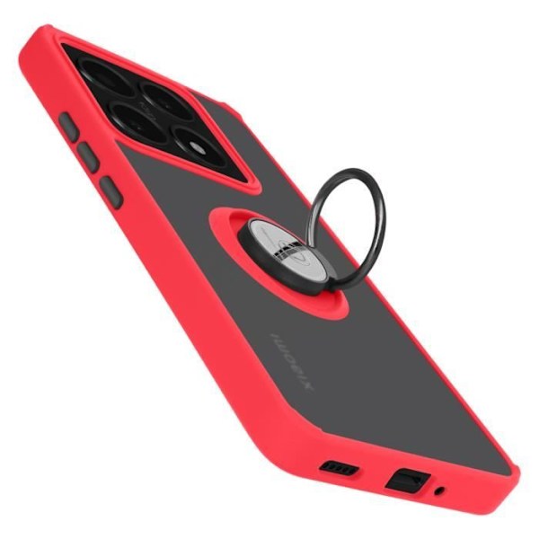Coque för Xiaomi 14T med metallring och videostöd i röd färg Röd