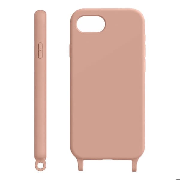 Siliconfodral för iPhone 17 med justerbar flätad nylonrem i roséguld Ros