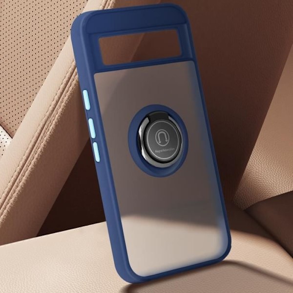 Smartphonecover - AVIZAR - Google Pixel 8A - Stødabsorberende - Metallring - Blå Blå