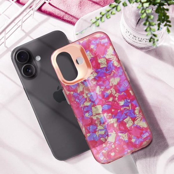 Cover til iPhone 16 Plus Stødsikker Blød Tutti Frutti Pink