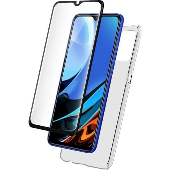 Pack Transparent mjukt fodral + 2.5D härdat glas skärmskydd för Redmi 9T Xiaomi Bigben