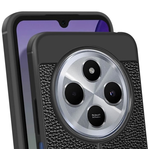 Cover til Xiaomi Redmi 14C Silikone Læder Effekt Prægning Sort Svart