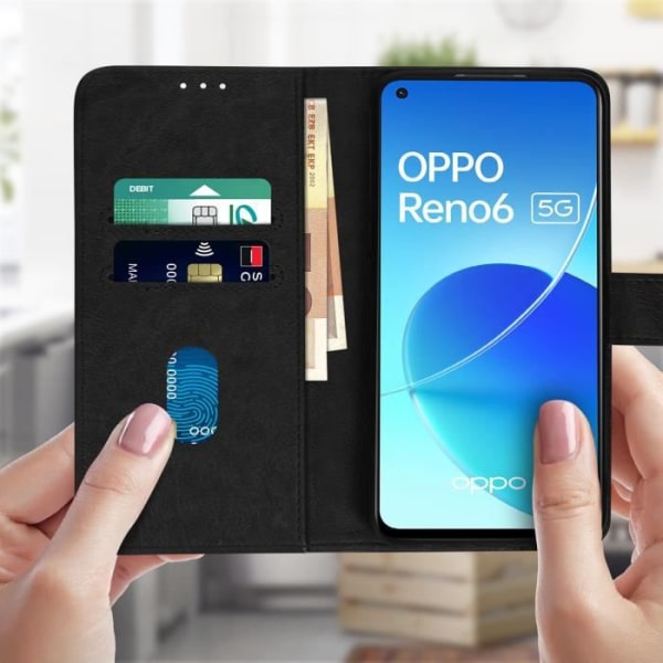 Oppo Reno 6 5G Case Flip Wallet Funktion Video Support Sort