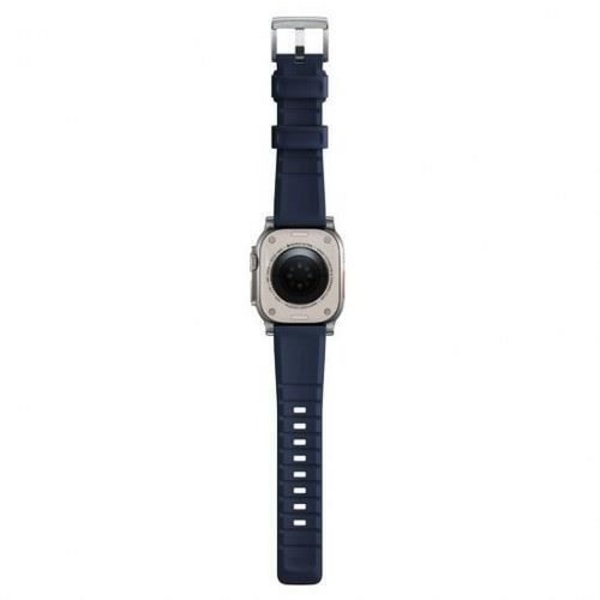 Ranneketju - NOMAD - Apple Watch 6-9-SE-Ultra-Ultra 2 - Hopea - Fluoroelastomeerikumi - Yhdistetty Silver, Blå