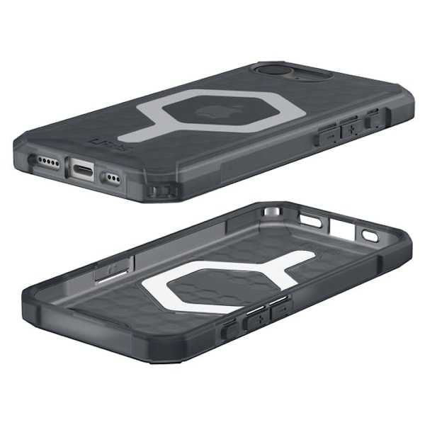 Coque för iPhone 16e Bi-nätsstruktur Genomskinlig Essential Armor UAG Mörkgrå Grå