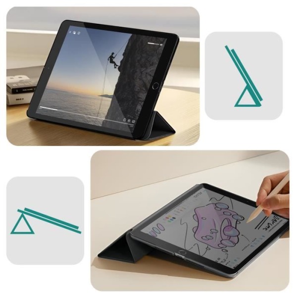 Kotelo iPad 7 2019 ja 8 2020 ja 9 2021 - SWISSTEN - Unitoiminnon tuki - Musta Svart