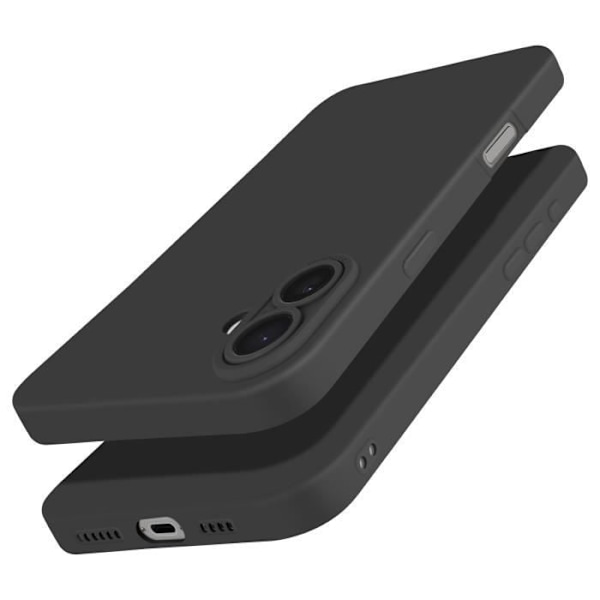 Silicone Cover til iPhone 16 Plus med Beskyttet Kamerablok i Sort Svart
