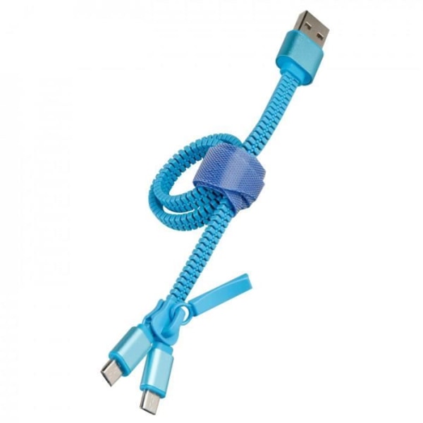 MUVIT LIFE Dual 2A USB / Micro USB Laddningskabel 0,35 m - Blå