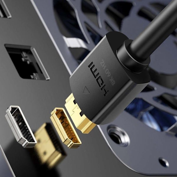 HDMI 2.1 kabel til 8K TV 60Hz, guldplatede stik, 2m, Swissten, sort